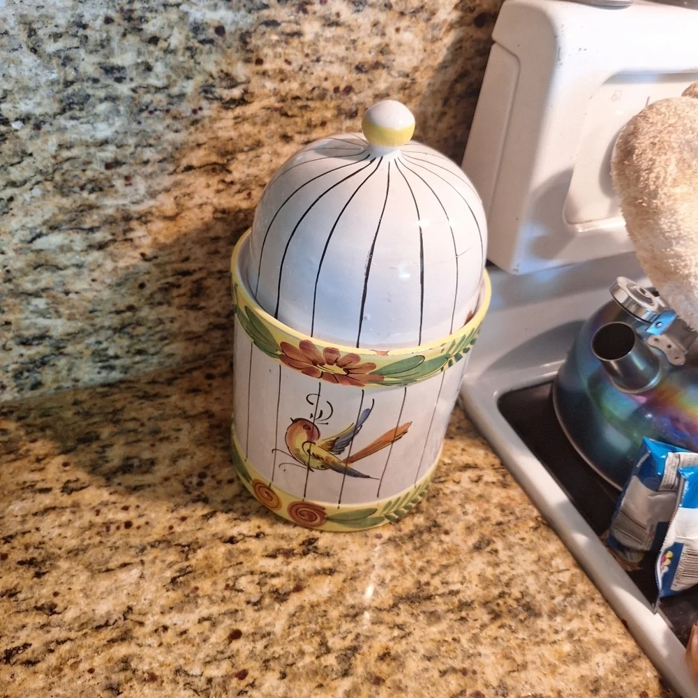 Italian Handpainted Biscuit canister